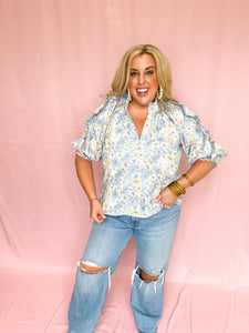 London Floral Ruffle Sleeve Top