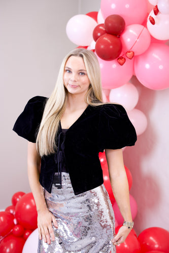 Carmin Velvet Tie Top