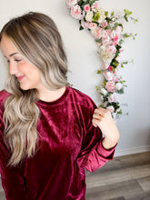 Load image into Gallery viewer, Fiery Red Velvet Lounge Top