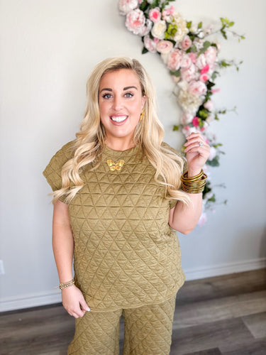 Olive Quilted Top