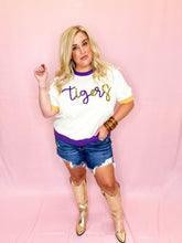 Load image into Gallery viewer, Short Sleeve Glitter Script Tigers Sweater