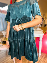 Load image into Gallery viewer, Teal The Show Velvet Dress