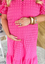 Load image into Gallery viewer, Passion Pink Eyelet Maxi Dress