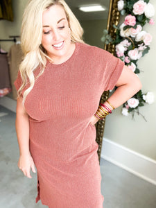 All About Fall Ribbed Maxi Dress - Rust