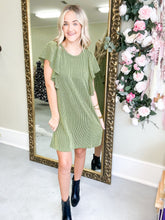 Load image into Gallery viewer, Army Green Ribbed Dress