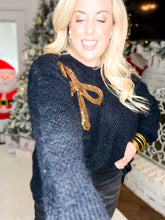 Load image into Gallery viewer, Bow Sequin Fuzzy Sweater