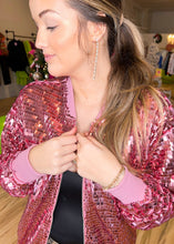 Load image into Gallery viewer, NYE Ball Drop Bomber Jacket - Pink