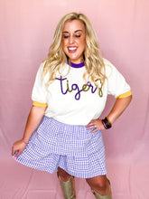 Load image into Gallery viewer, Short Sleeve Glitter Script Tigers Sweater
