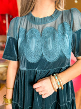 Load image into Gallery viewer, Teal The Show Velvet Dress