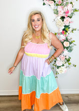 Load image into Gallery viewer, Easter Candy Block Maxi Dress