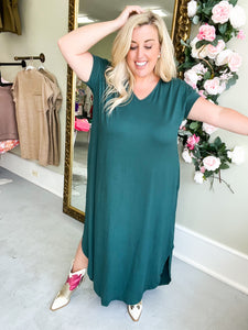 Everyday T-Shirt Maxi Dress - Hunter Green