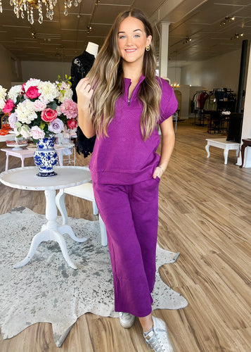 TCU Purple Textured Pant Set