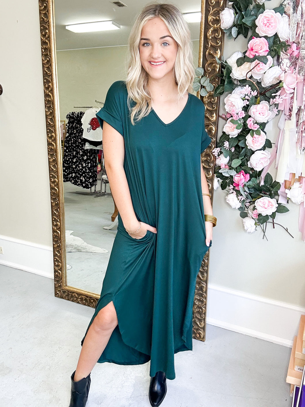 Everyday T-Shirt Maxi Dress - Hunter Green