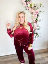 Load image into Gallery viewer, Fiery Red Velvet Lounge Top