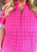Load image into Gallery viewer, Passion Pink Eyelet Maxi Dress