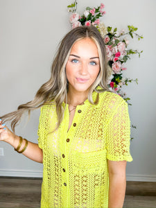 Lime Splash Crochet Romper