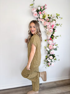 Olive Quilted Pants