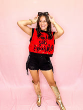 Load image into Gallery viewer, Red &amp; Black Down Set Sparkle Sweater Vest Top