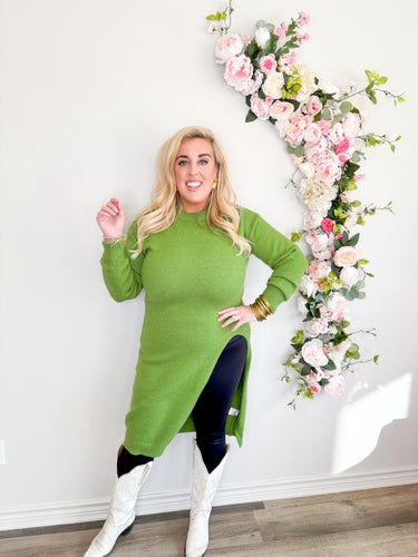In A Split Sweater - Olive