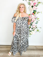 Load image into Gallery viewer, Snow Leopard Luxe Off The Shoulder Dress