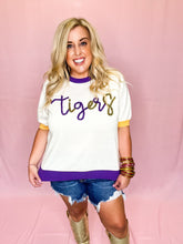 Load image into Gallery viewer, Short Sleeve Glitter Script Tigers Sweater