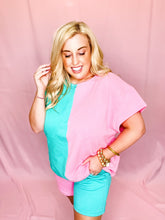 Load image into Gallery viewer, Pink and Turquoise Mix Set Top