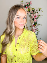 Load image into Gallery viewer, Lime Splash Crochet Romper