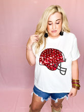 Load image into Gallery viewer, Red &amp; Black Flower Helmet Tee Top