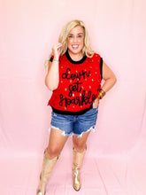 Load image into Gallery viewer, Red &amp; Black Down Set Sparkle Sweater Vest Top