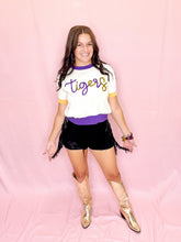 Load image into Gallery viewer, Short Sleeve Glitter Script Tigers Sweater