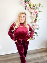 Load image into Gallery viewer, Fiery Red Velvet Lounge Top