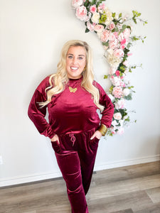 Fiery Red Velvet Lounge Top