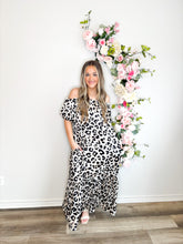 Load image into Gallery viewer, Snow Leopard Luxe Off The Shoulder Dress