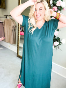 Everyday T-Shirt Maxi Dress - Hunter Green