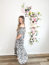Load image into Gallery viewer, Snow Leopard Luxe Off The Shoulder Dress