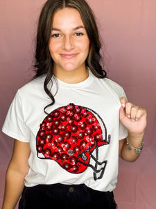 Red & Black Flower Helmet Tee Top