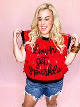 Load image into Gallery viewer, Red &amp; Black Down Set Sparkle Sweater Vest Top