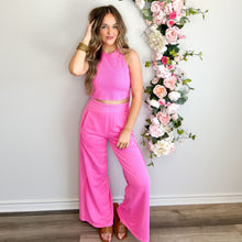 Load image into Gallery viewer, Material Girl Ribbed Crop Top and Pant Set - Pink