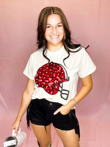 Red & Black Flower Helmet Tee Top