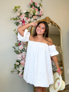 Luna Off the Shoulder Dress - Silver Stripe