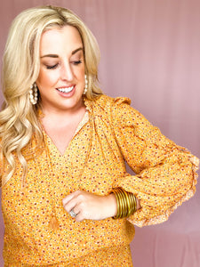 Ditzy Floral Ruffle Sleeve Top