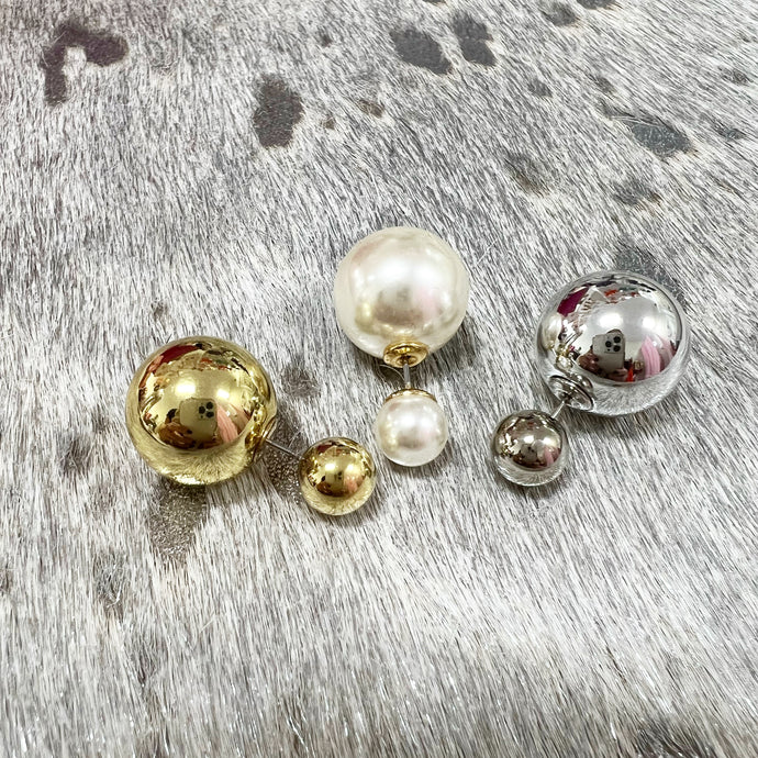 [Pearl] Double Sided Stud Earrings