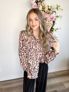 Leopard Balloon Sleeve Top