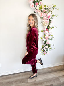 Fiery Red Velvet Lounge Pants