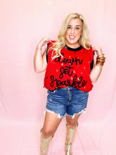 Load image into Gallery viewer, Red &amp; Black Down Set Sparkle Sweater Vest Top