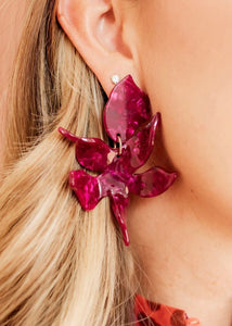 Flora Statement Earrings - Pinot Noir