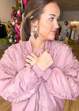 Load image into Gallery viewer, Rhinestone &amp; Pearl Me Bomber Jacket - Pink