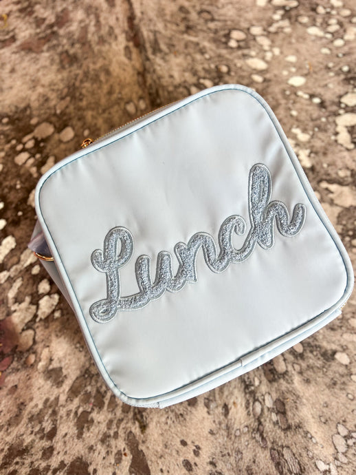 Blue Cursive Lunch Bag