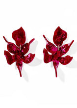 Load image into Gallery viewer, Flora Statement Earrings - Pinot Noir