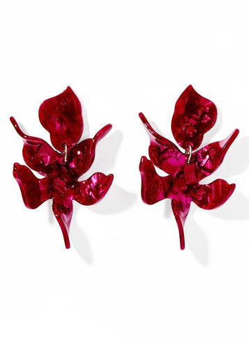 Flora Statement Earrings - Pinot Noir